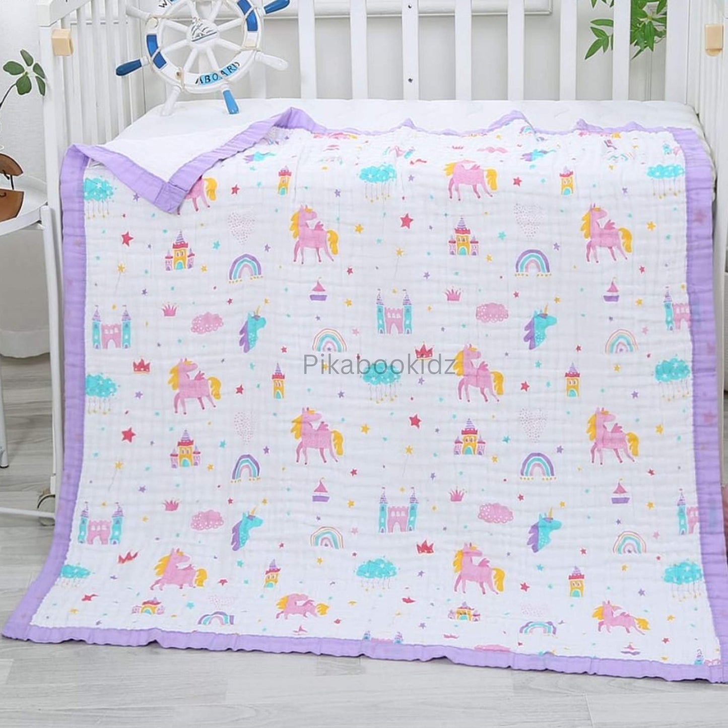 Muslin 6 layer Receiving Blanket - Unicorn