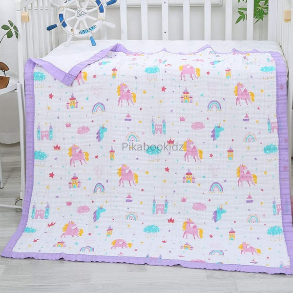 Muslin 6 layer Receiving Blanket - Unicorn - alt view