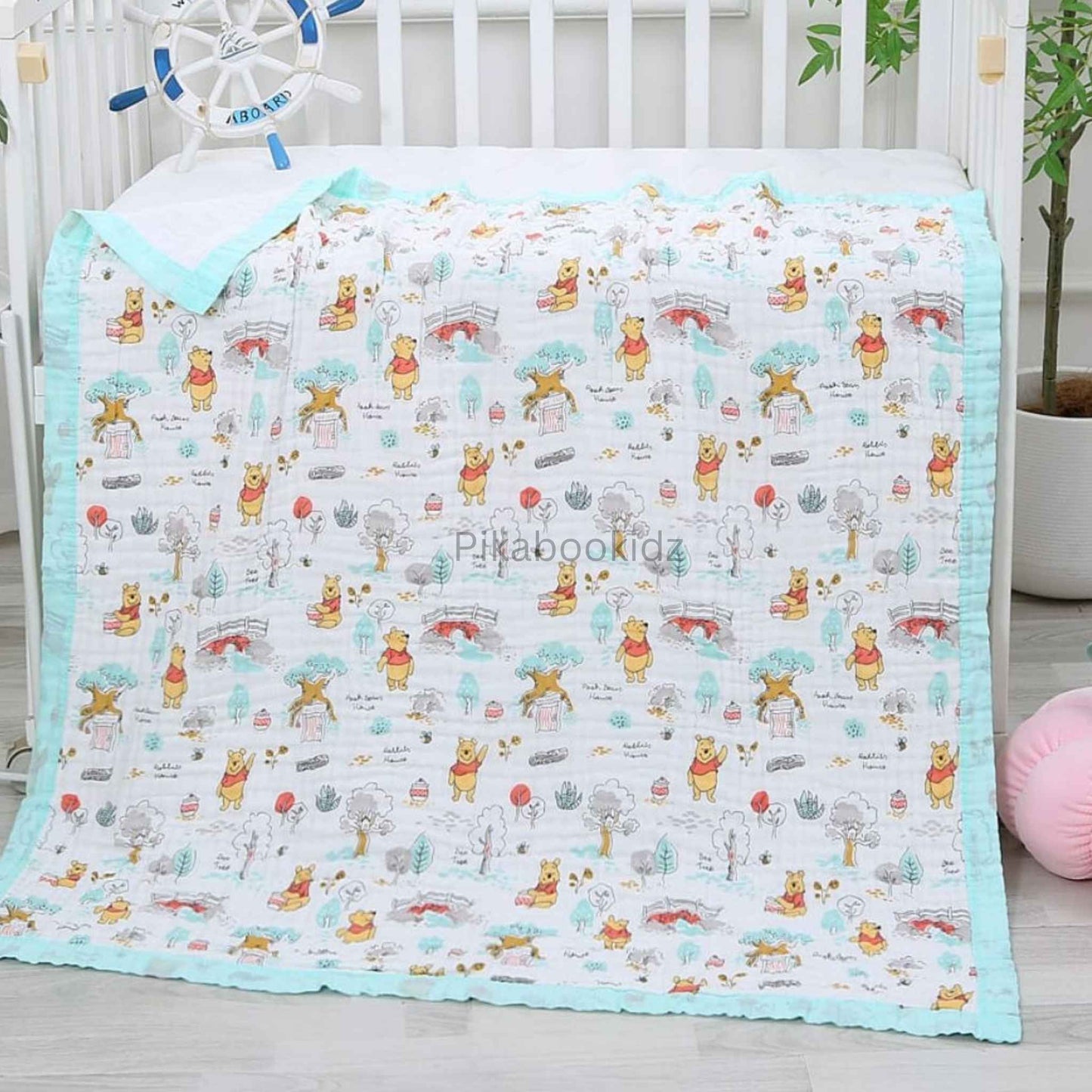 Muslin 6 layer Receiving Blanket - Pooh Bear
