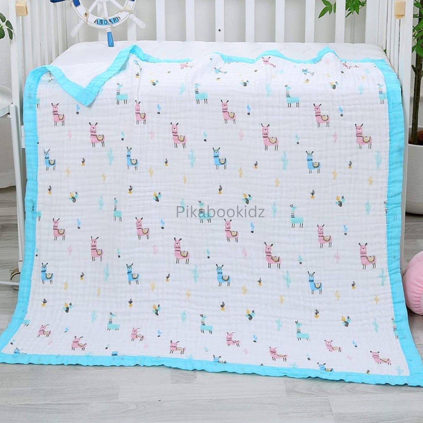 Muslin 6 layer Receiving Blanket - Lama