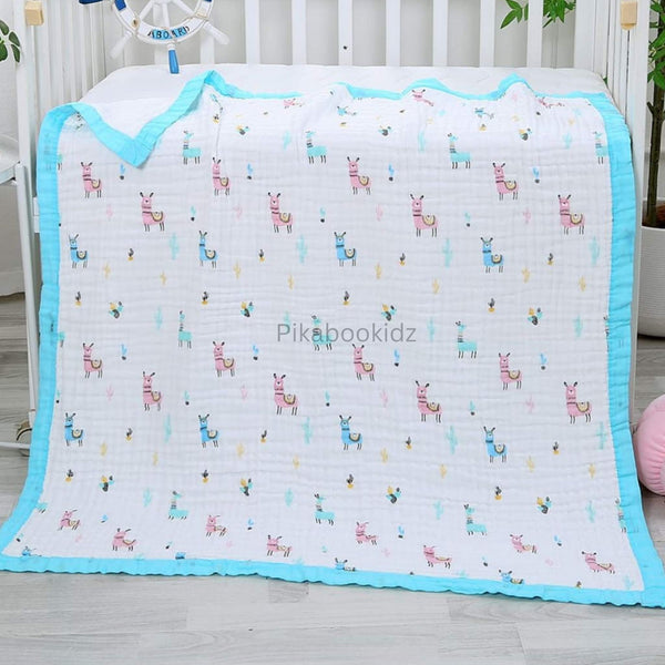 Muslin 6 layer Receiving Blanket - Lama - alt view