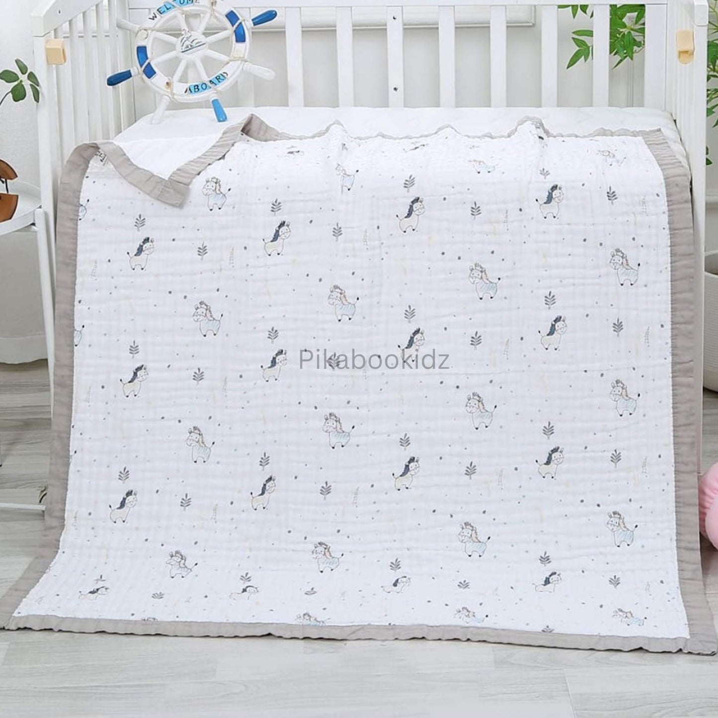 Muslin 6 layer Receiving Blanket - Grey