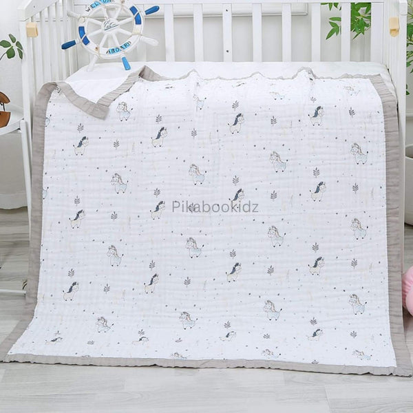 Muslin 6 layer Receiving Blanket - Grey - alt view