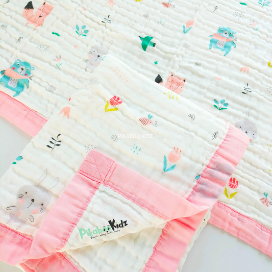 Muslin 6 layer Receiving Blanket - Tulip