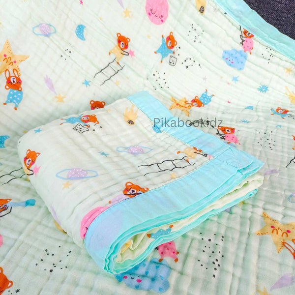 Muslin 6 layer Receiving Blanket Colors - Aqua Green