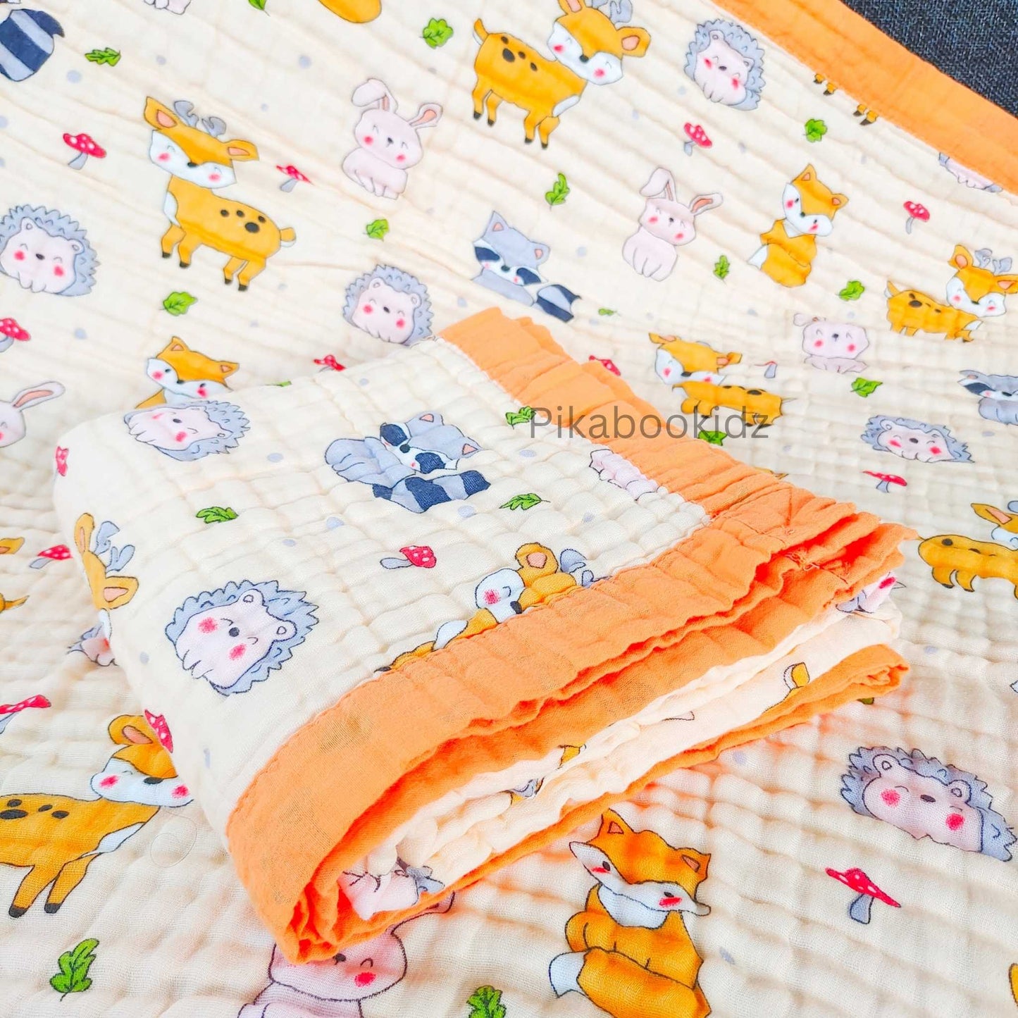 Muslin 6 layer Receiving Blanket Colors - Orange Deer