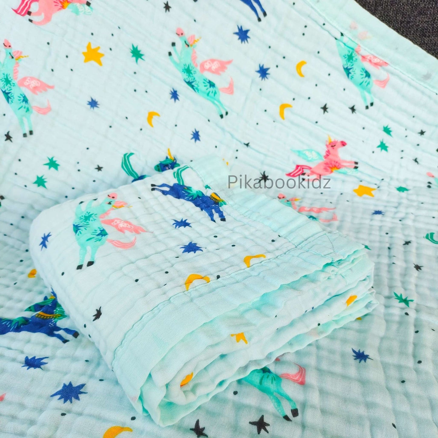 Muslin 6 layer Receiving Blanket Colors - Unicorn