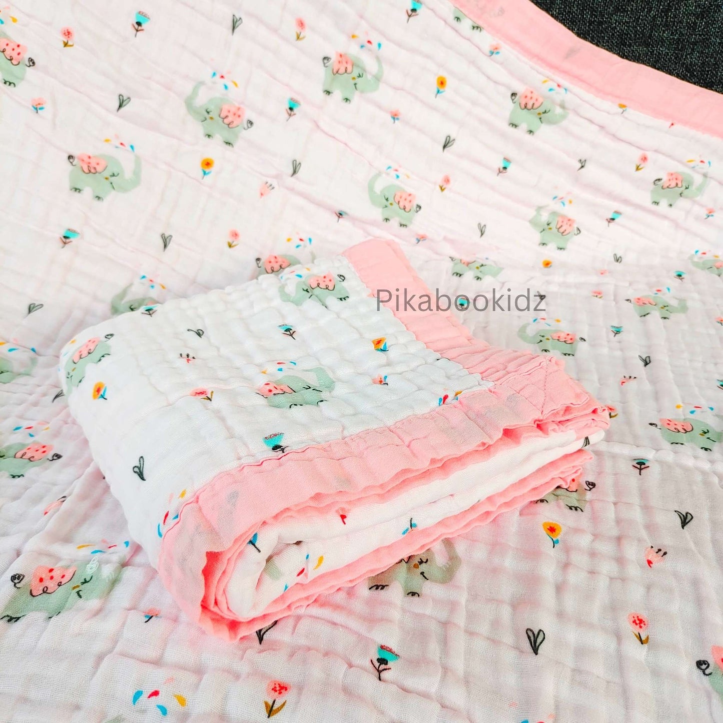 Muslin 6 layer Receiving Blanket Colors - Elephant