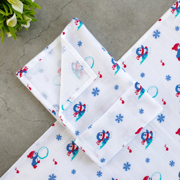 Muslin Bath towel 70*70 cms- Penguins