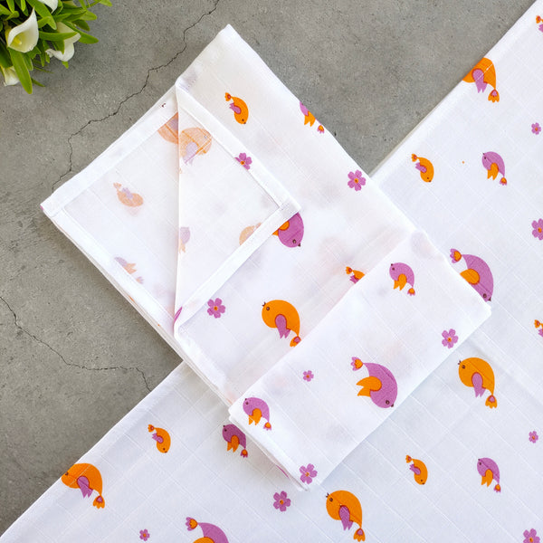 Muslin Bath towel 70*70 cms- Birds