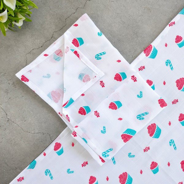 Muslin Bath towel 70*70 cms- Cupcake