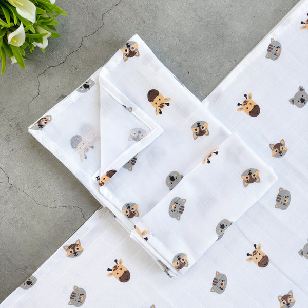 Muslin Bath towel 70*70 cms- Animals