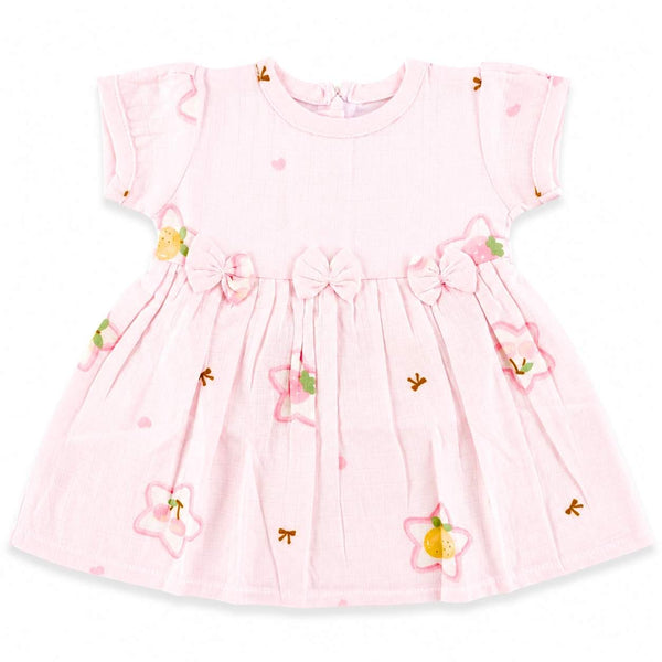 Muslin sleeve frock with bow & backtie - Stars - alt view