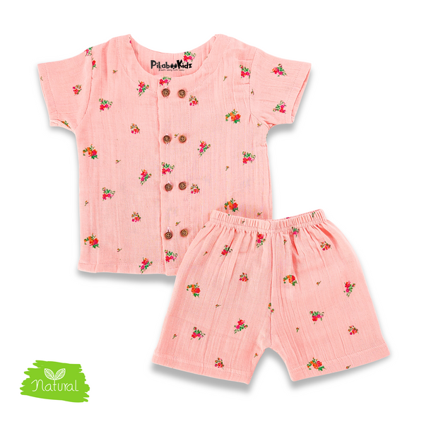 Muslin Co-ord Set - Peach