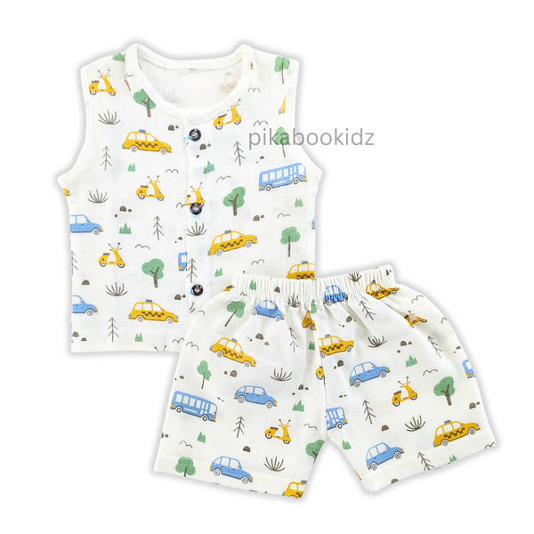 Muslin Jabla & Shorts Set 0-3 M – Cars