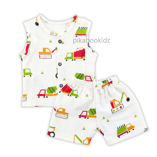 Muslin Jabla & Shorts Set 0-3 M – Vehicles