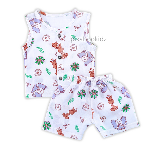 Muslin Jabla & Shorts Set 0-3 M – Animals