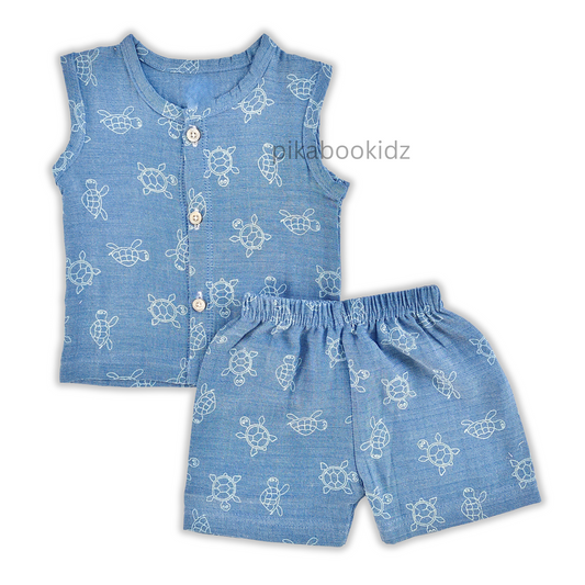 Muslin Jabla & Shorts Set 0-3 M – Turtle