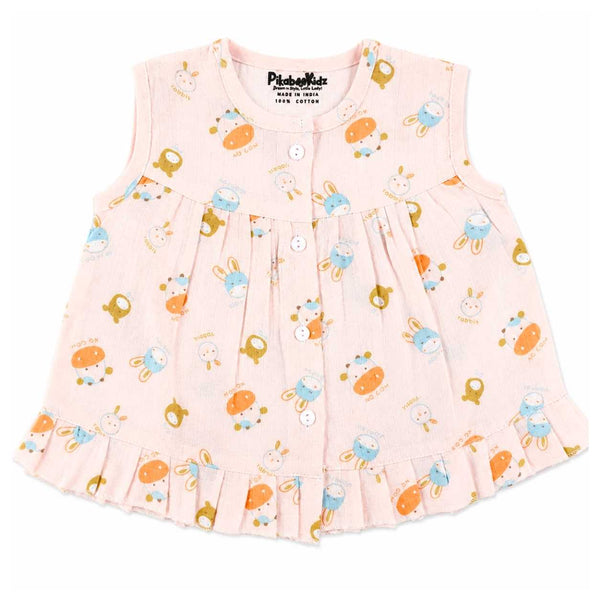 Muslin Button frock 0-6M - cow