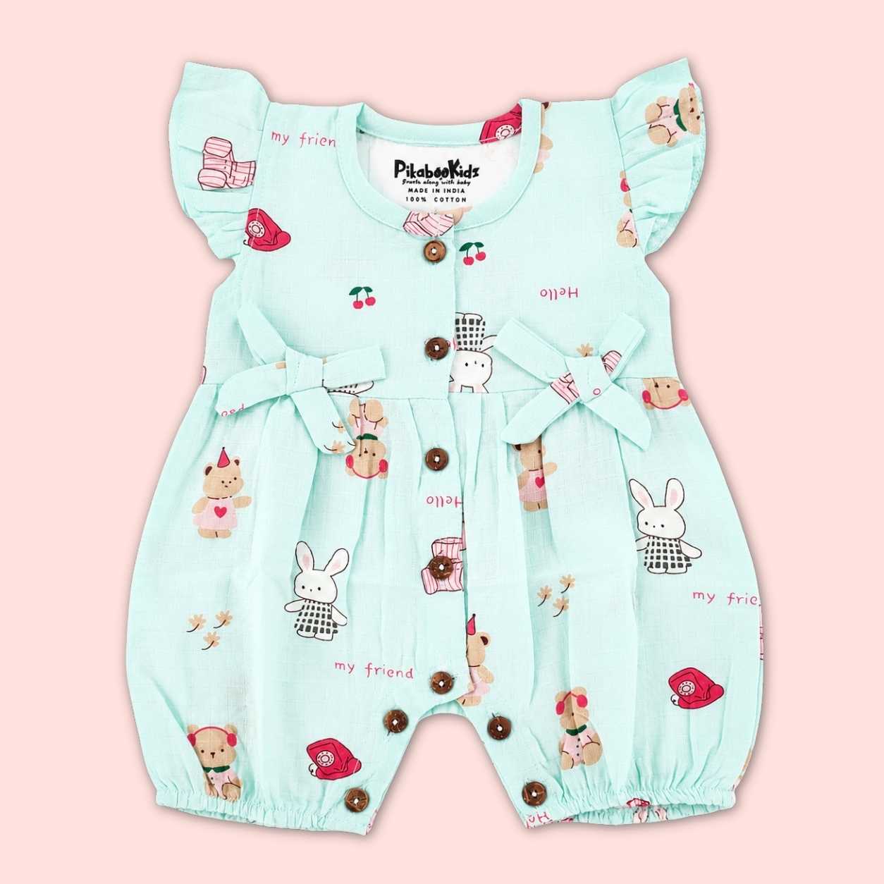 Muslin Rompers - Aqua Blue