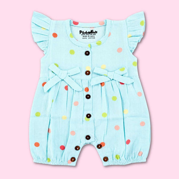 Muslin Rompers - Blue dots