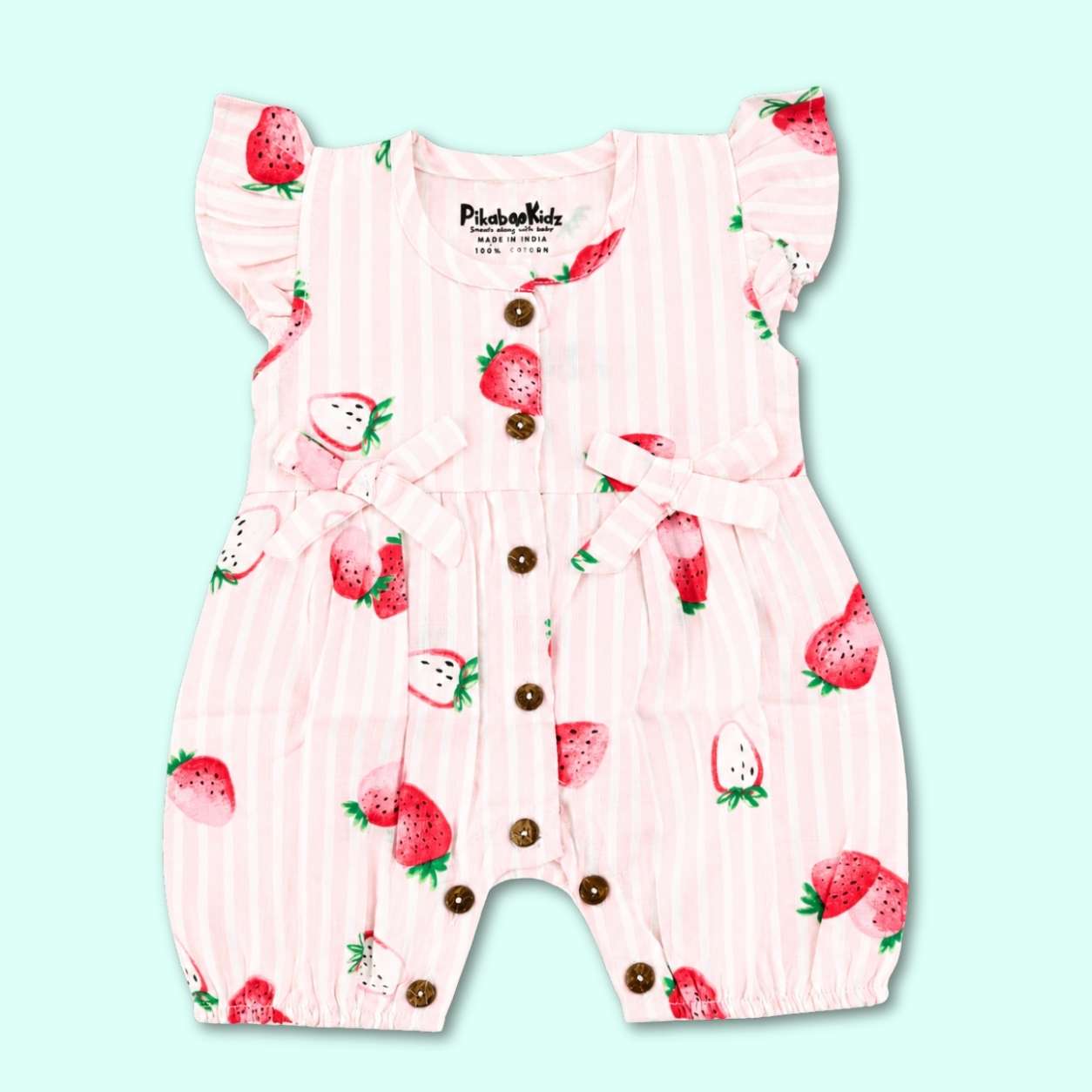 Muslin Rompers - Pink strawberry