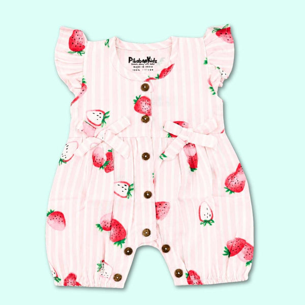 Muslin Rompers - Pink strawberry