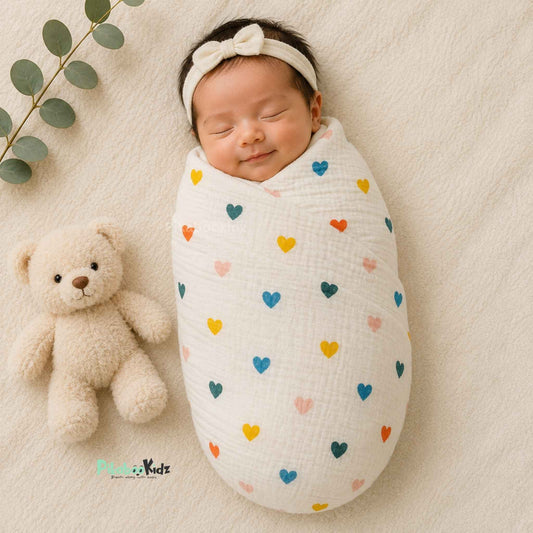 Premium Muslin Swaddle – Hearts