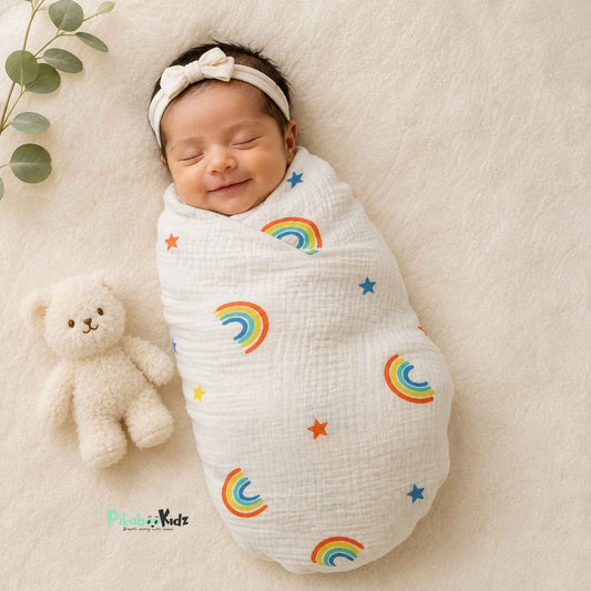 Premium Muslin Swaddle – Rainbows