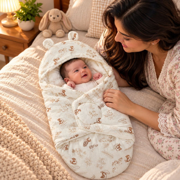 Muslin Baby Sleep Nest - Pikabookidz - alt view