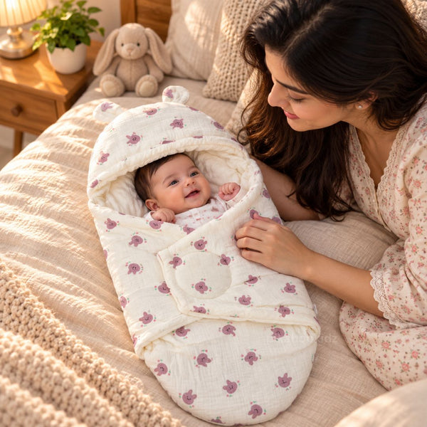 Muslin Baby Sleep Nest - Pikabookidz - alt view