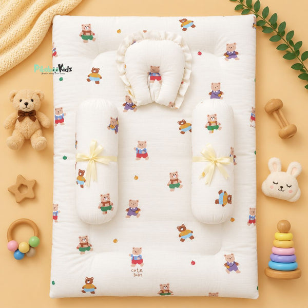 Muslin bed with Bolsters and pillow