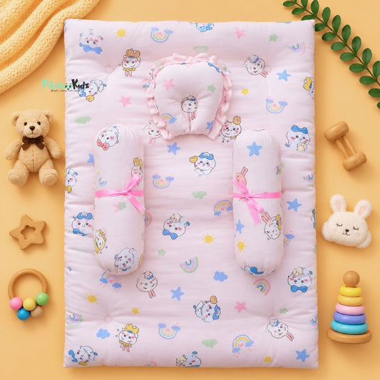 Muslin bed with Bolsters and pillow