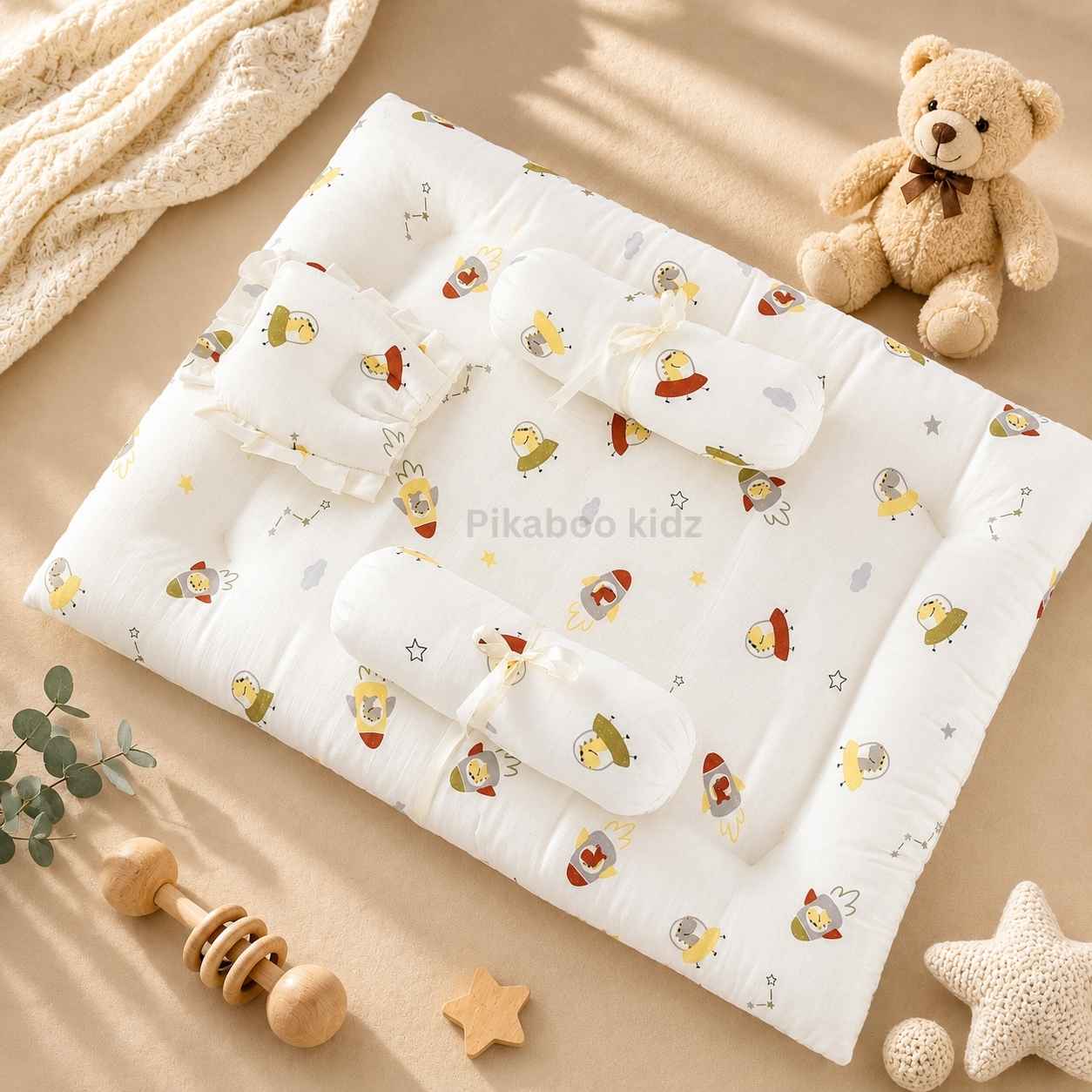 Muslin bed with Bolsters and pillow Space