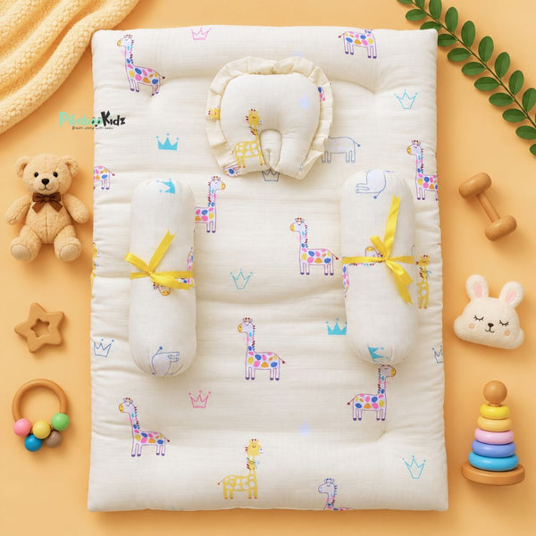 Muslin bed with Bolsters and pillow