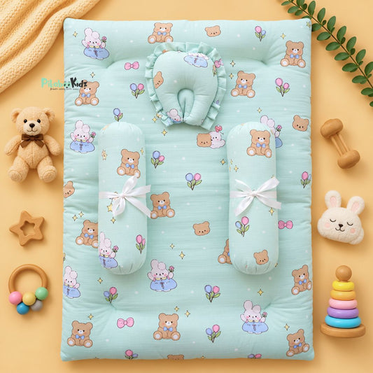 Muslin bed with Bolsters and pillow