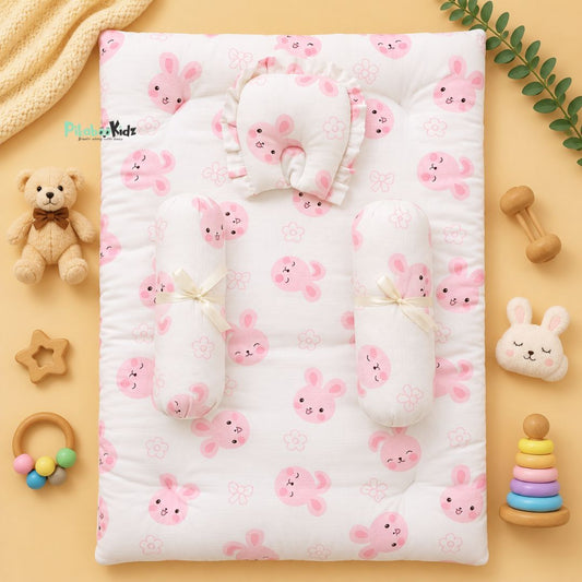 Muslin bed with Bolsters and pillow