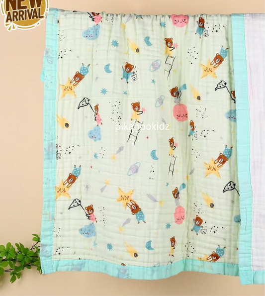 Muslin 6 layer Receiving Blanket Colors - Aqua Green