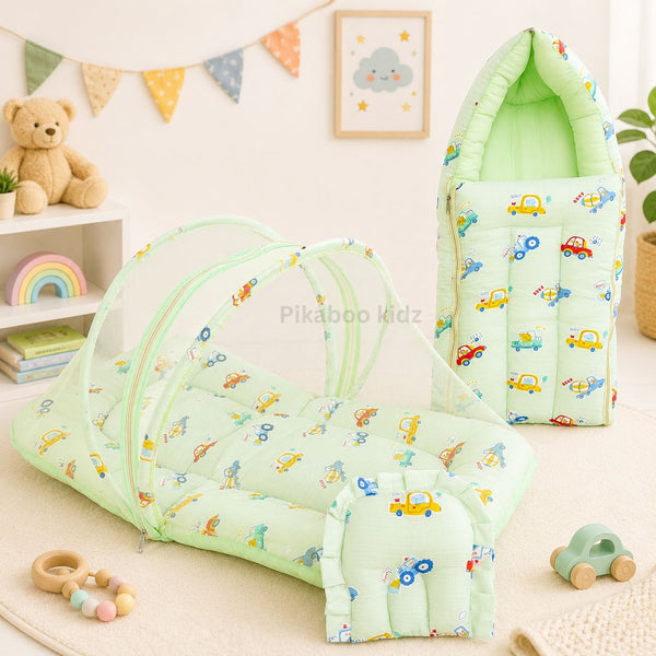 Muslin Carry Nest + Net Bed Combo - Vehicles