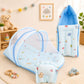 Muslin Carry Nest + Net Bed Combo - Blue Teddy