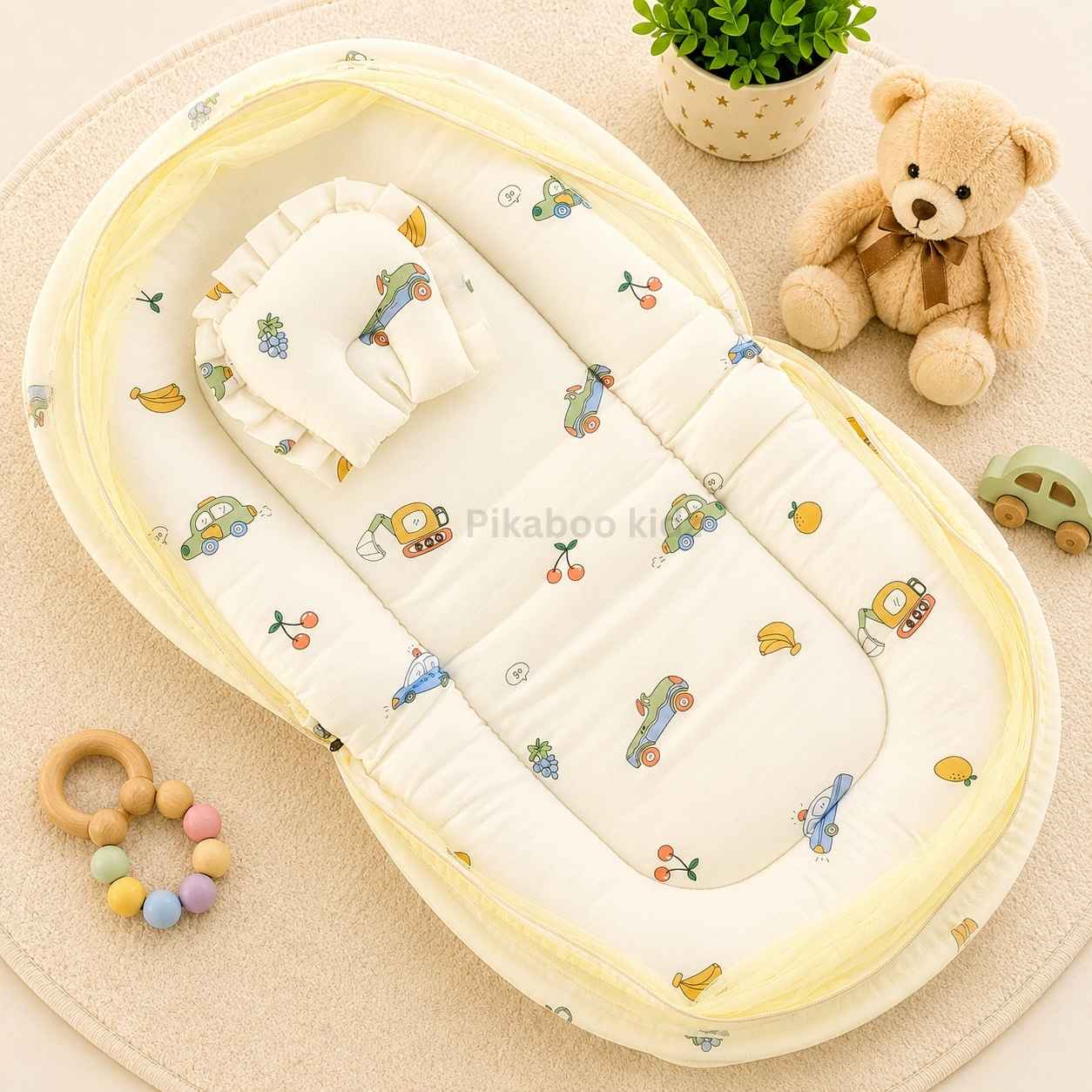 Muslin Carry Nest + Net Bed Combo - Yellow