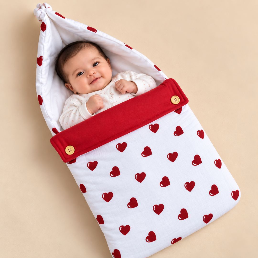 Muslin Baby Carry Nest Heart print | Newborn Baby Bed