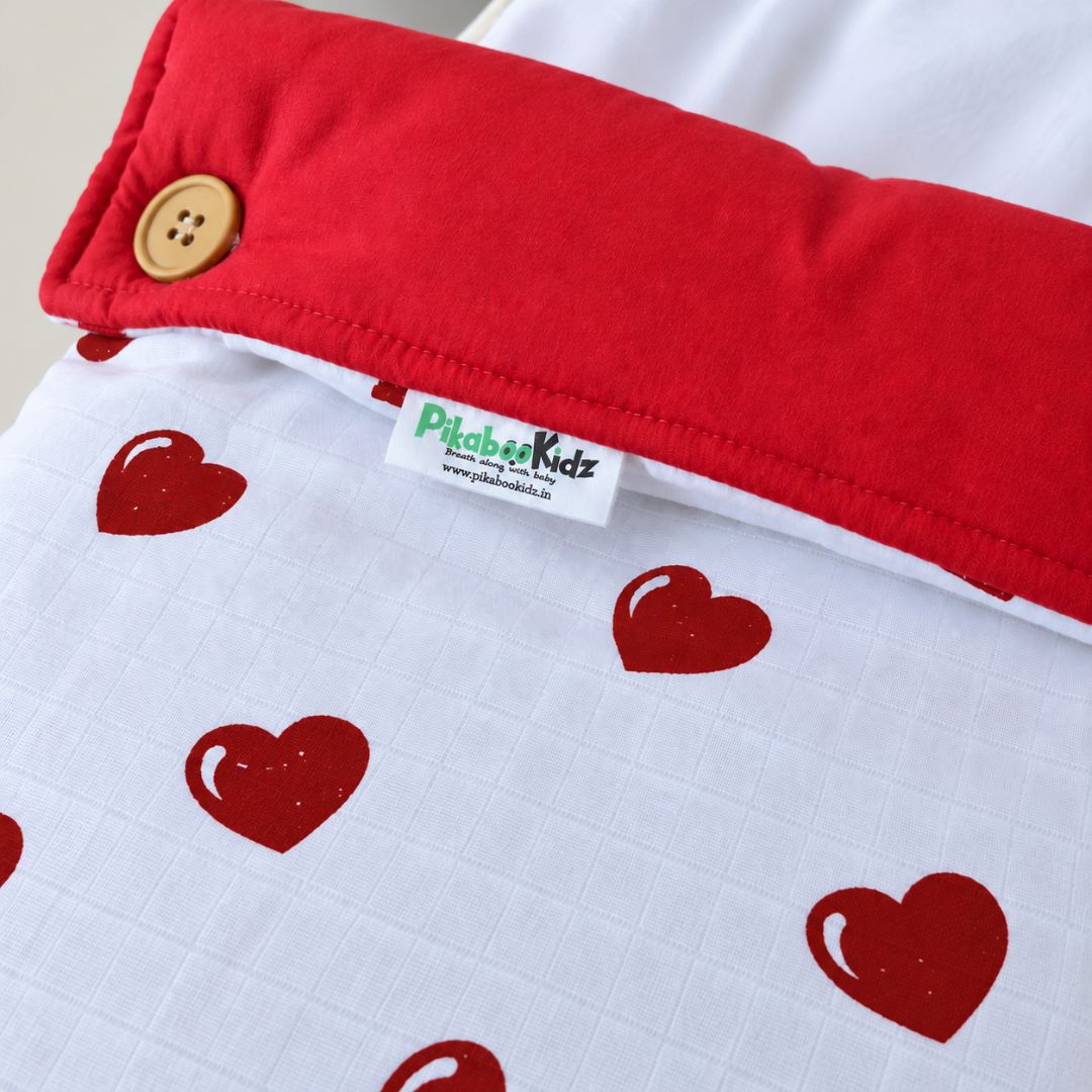 Muslin Baby Carry Nest Heart print | Newborn Baby Bed
