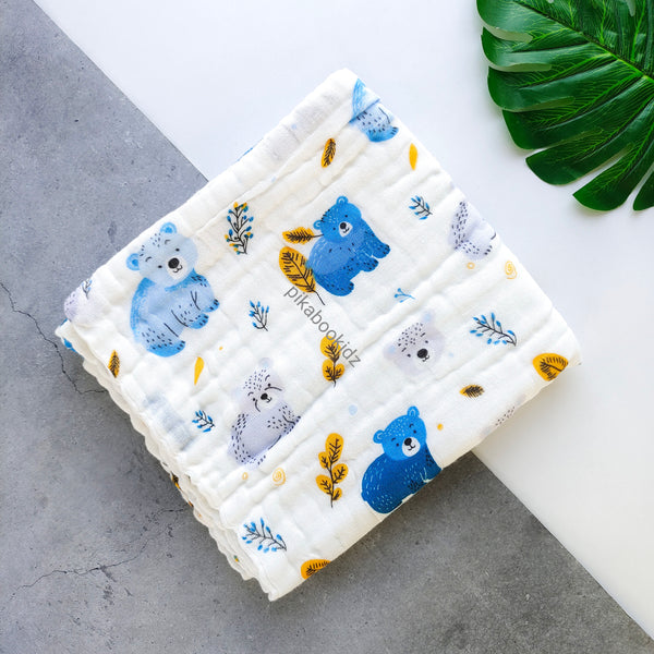 Muslin Crinkled 6layer Bath towel 50*100 cms – Polar Bear