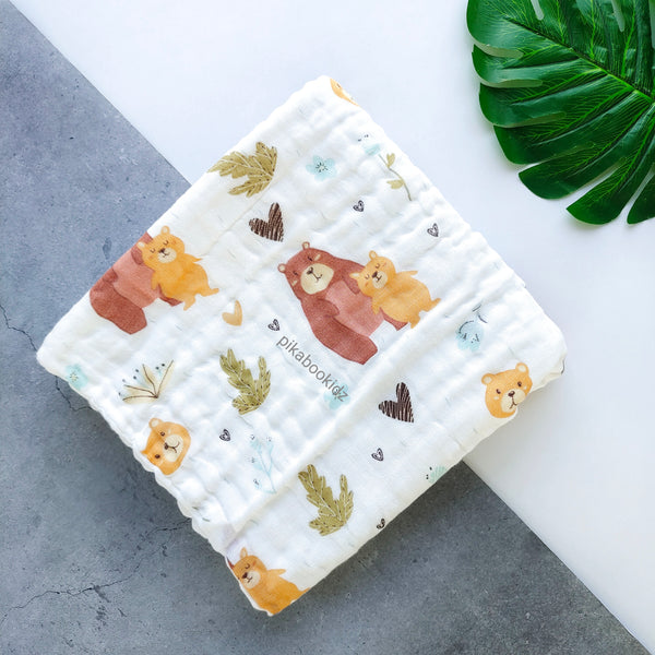 Muslin Crinkled 6layer Bath towel 50*100 cms – Bear