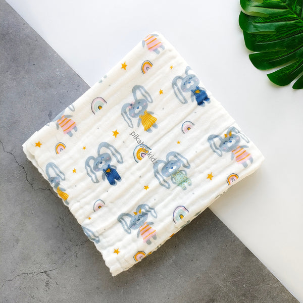 Muslin Crinkled 6layer Bath towel 50*100 cms – Star Bunny