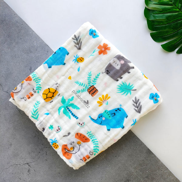 Muslin Crinkled 6layer Bath towel 50*100 cms – Elephant