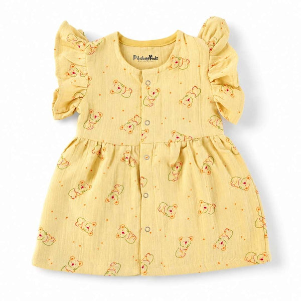 Muslin sleeve frock - Yellow - alt view