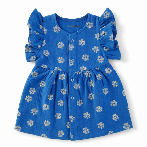 Muslin sleeve frock - Blue - alt view