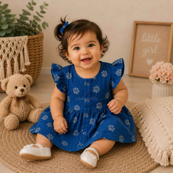 Muslin sleeve frock - Blue